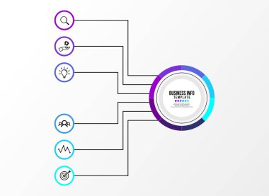 Vektör Infografik tasarım şablonu seçenekleri adımlar ve pazarlama simgeleri ile bilgi grafiği, sunumlar, süreç, diyagramları, yıllık raporlar, iş akışı düzeni için kullanılabilir. Vektör Illustration