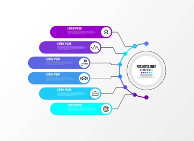 Vektör Infografik tasarım şablonu seçenekleri adımlar ve pazarlama simgeleri ile bilgi grafiği, sunumlar, süreç, diyagramları, yıllık raporlar, iş akışı düzeni için kullanılabilir. Vektör Illustration