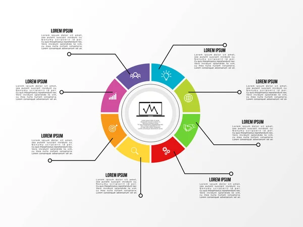 Modello Progettazione Infografica Vettoriale Con Opzioni Passi Icone Marketing Può — Vettoriale Stock