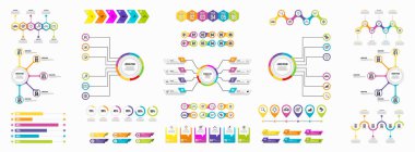 Vektör Infographics Elements Şablon Tasarım. Seçenekler Adımları ve Pazarlama Simgeleri ile İş Veri Görselleştirme Zaman Çizelgesi