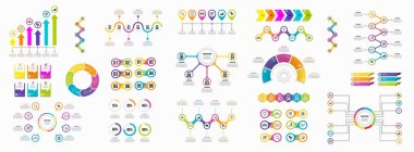 Vektör Infographics Elements Şablon Tasarım. Seçenekler Adımları ve Pazarlama Simgeleri ile İş Veri Görselleştirme Zaman Çizelgesi