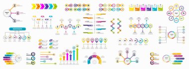 Vektör Infographics Elements Şablon Tasarım. Seçenekler Adımları ve Pazarlama Simgeleri ile İş Veri Görselleştirme Zaman Çizelgesi