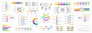 Vektör Infographics Elements Şablon Tasarım. Seçenekler Adımları ve Pazarlama Simgeleri ile İş Veri Görselleştirme Zaman Çizelgesi