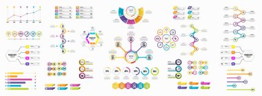 Vektör Infographics Elements Şablon Tasarım. Seçenekler Adımları ve Pazarlama Simgeleri ile İş Veri Görselleştirme Zaman Çizelgesi