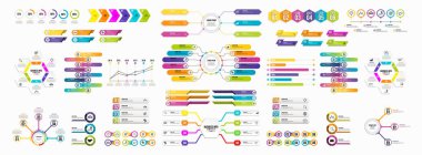 Infographics Vektör Mega Koleksiyonu. Pazarlama Simgeleri ile İş Veri Görselleştirme Tasarım ŞablonBilgi Grafiği Zaman Çizelgesi set en yararlı iş akışı, sunum, diyagramlar, raporlar için kullanılabilir