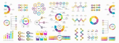 Infographics Vektör Mega Koleksiyonu. Pazarlama Simgeleri ile İş Veri Görselleştirme Tasarım ŞablonBilgi Grafiği Zaman Çizelgesi set en yararlı iş akışı, sunum, diyagramlar, raporlar için kullanılabilir