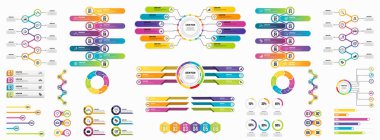 Infographics Vektör Mega Koleksiyonu. Pazarlama Simgeleri ile İş Veri Görselleştirme Tasarım ŞablonBilgi Grafiği Zaman Çizelgesi set en yararlı iş akışı, sunum, diyagramlar, raporlar için kullanılabilir