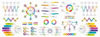 Infographics Vektör Mega Koleksiyonu. Pazarlama Simgeleri ile İş Veri Görselleştirme Tasarım ŞablonBilgi Grafiği Zaman Çizelgesi set en yararlı iş akışı, sunum, diyagramlar, raporlar için kullanılabilir