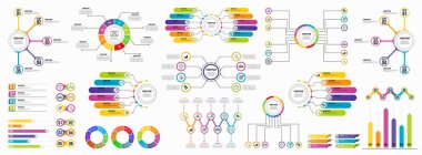 Infographics Vektör Mega Koleksiyonu. Pazarlama Simgeleri ile İş Veri Görselleştirme Tasarım ŞablonBilgi Grafiği Zaman Çizelgesi set en yararlı iş akışı, sunum, diyagramlar, raporlar için kullanılabilir