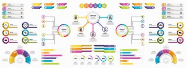 Infographics Vektör Mega Koleksiyonu. Pazarlama Simgeleri ile İş Veri Görselleştirme Tasarım ŞablonBilgi Grafiği Zaman Çizelgesi set en yararlı iş akışı, sunum, diyagramlar, raporlar için kullanılabilir