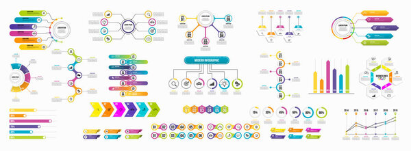 Vector Infographics Elements Template Design. Business Data Visualization Timeline with Options Steps, and Marketing Icons