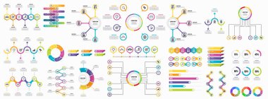 Infographics Vektör Mega Koleksiyonu. Pazarlama Simgeleri ile İş Veri Görselleştirme Tasarım ŞablonBilgi Grafiği Zaman Çizelgesi set en yararlı iş akışı, sunum, diyagramlar, raporlar için kullanılabilir