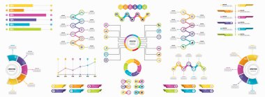 Infographics Vektör Mega Koleksiyonu. Pazarlama Simgeleri ile İş Veri Görselleştirme Tasarım ŞablonBilgi Grafiği Zaman Çizelgesi set en yararlı iş akışı, sunum, diyagramlar, raporlar için kullanılabilir