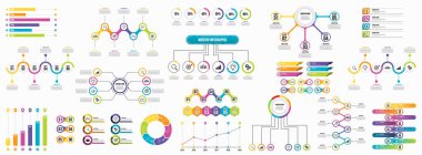 Infographics Vektör Mega Koleksiyonu. Pazarlama Simgeleri ile İş Veri Görselleştirme Tasarım ŞablonBilgi Grafiği Zaman Çizelgesi set en yararlı iş akışı, sunum, diyagramlar, raporlar için kullanılabilir