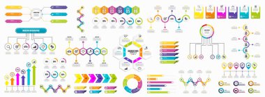 Infographics Vektör Mega Koleksiyonu. Pazarlama Simgeleri ile İş Veri Görselleştirme Tasarım ŞablonBilgi Grafiği Zaman Çizelgesi set en yararlı iş akışı, sunum, diyagramlar, raporlar için kullanılabilir