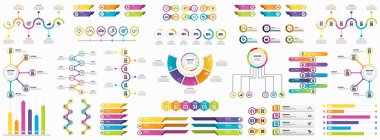 Infographics Vektör Mega Koleksiyonu. Pazarlama Simgeleri ile İş Veri Görselleştirme Tasarım ŞablonBilgi Grafiği Zaman Çizelgesi set en yararlı iş akışı, sunum, diyagramlar, raporlar için kullanılabilir