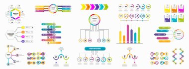 Infographics Vektör Mega Koleksiyonu. Pazarlama Simgeleri ile İş Veri Görselleştirme Tasarım ŞablonBilgi Grafiği Zaman Çizelgesi set en yararlı iş akışı, sunum, diyagramlar, raporlar için kullanılabilir