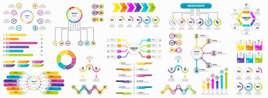 Infographics Vektör Mega Koleksiyonu. Pazarlama Simgeleri ile İş Veri Görselleştirme Tasarım ŞablonBilgi Grafiği Zaman Çizelgesi set en yararlı iş akışı, sunum, diyagramlar, raporlar için kullanılabilir