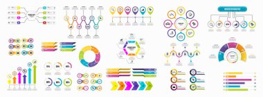 Infographics Vektör Mega Koleksiyonu. Pazarlama Simgeleri ile İş Veri Görselleştirme Tasarım ŞablonBilgi Grafiği Zaman Çizelgesi set en yararlı iş akışı, sunum, diyagramlar, raporlar için kullanılabilir
