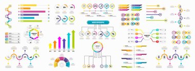 Infographics Vektör Mega Koleksiyonu. Pazarlama Simgeleri ile İş Veri Görselleştirme Tasarım ŞablonBilgi Grafiği Zaman Çizelgesi set en yararlı iş akışı, sunum, diyagramlar, raporlar için kullanılabilir