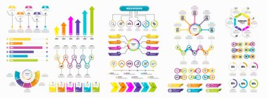 Infographics Vektör Mega Koleksiyonu. Pazarlama Simgeleri ile İş Veri Görselleştirme Tasarım ŞablonBilgi Grafiği Zaman Çizelgesi set en yararlı iş akışı, sunum, diyagramlar, raporlar için kullanılabilir
