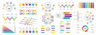 Infographics Vektör Mega Koleksiyonu. Pazarlama Simgeleri ile İş Veri Görselleştirme Tasarım ŞablonBilgi Grafiği Zaman Çizelgesi set en yararlı iş akışı, sunum, diyagramlar, raporlar için kullanılabilir