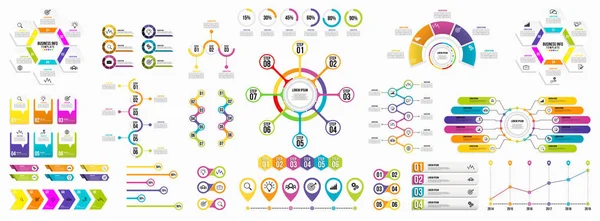 Infographics Vektör Mega Koleksiyonu. Pazarlama Simgeleri ile İş Veri Görselleştirme Tasarım ŞablonBilgi Grafiği Zaman Çizelgesi set en yararlı iş akışı, sunum, diyagramlar, raporlar için kullanılabilir