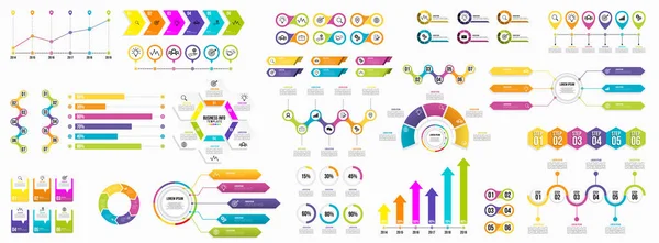 信息图矢量的超大型集合 设置业务数据可视化设计模板信息图表时间线与营销图标最有用可用于工作流 演示文稿 — 图库矢量图片#