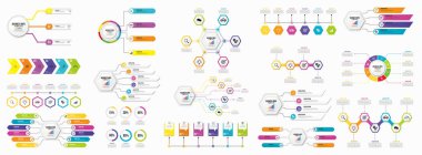 Infographics Vektör Mega Koleksiyonu. Pazarlama Simgeleri ile İş Veri Görselleştirme Tasarım ŞablonBilgi Grafiği Zaman Çizelgesi set en yararlı iş akışı, sunum, diyagramlar, raporlar için kullanılabilir