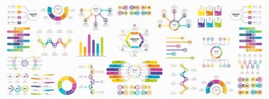 Infographics Vektör Mega Koleksiyonu. Pazarlama Simgeleri ile İş Veri Görselleştirme Tasarım ŞablonBilgi Grafiği Zaman Çizelgesi set en yararlı iş akışı, sunum, diyagramlar, raporlar için kullanılabilir