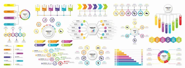 Infographics Vektör Mega Koleksiyonu. Pazarlama Simgeleri ile İş Veri Görselleştirme Tasarım ŞablonBilgi Grafiği Zaman Çizelgesi set en yararlı iş akışı, sunum, diyagramlar, raporlar için kullanılabilir