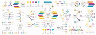 Infographics Vektör Mega Koleksiyonu. Pazarlama Simgeleri ile İş Veri Görselleştirme Tasarım ŞablonBilgi Grafiği Zaman Çizelgesi set en yararlı iş akışı, sunum, diyagramlar, raporlar için kullanılabilir