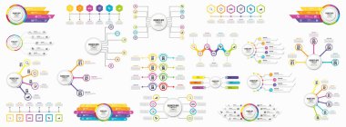 Infographics Vektör Mega Koleksiyonu. Pazarlama Simgeleri ile İş Veri Görselleştirme Tasarım ŞablonBilgi Grafiği Zaman Çizelgesi set en yararlı iş akışı, sunum, diyagramlar, raporlar için kullanılabilir
