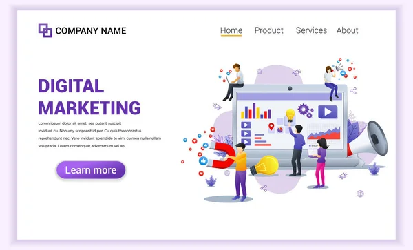 Concetto Digital Marketing Con Personaggi Può Essere Utilizzato Banner Analisi — Vettoriale Stock