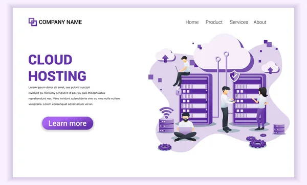 Concepto moderno de diseño plano de servicios de Cloud Hosting, digital st — Vector de stock