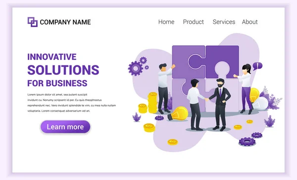 Concept moderne de conception plate de solutions d'entreprise avec des personnages — Image vectorielle