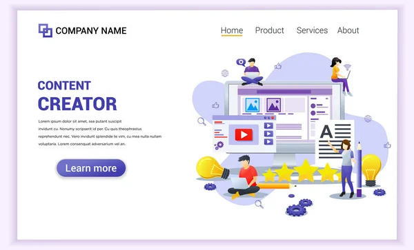 Modern düz tasarım konsepti Freelancer, blogger, content creat