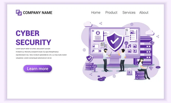 Modern flat design concept van Cybersecurity met karakters che — Stockvector