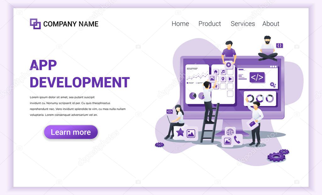 Modern Flat design concept of App Development with characters on
