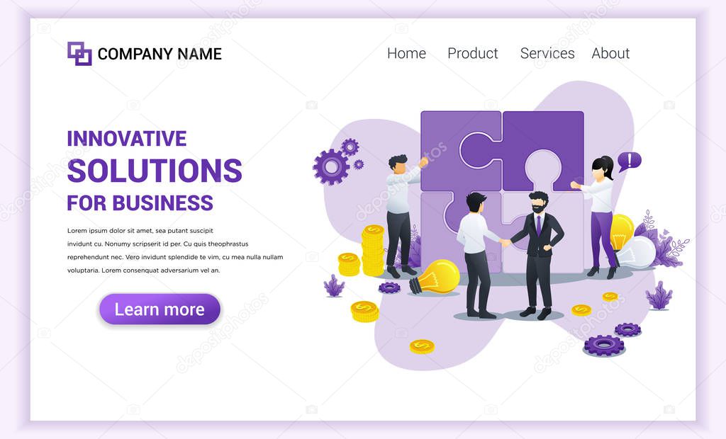 Modern Flat design concept of Business Solutions with Characters