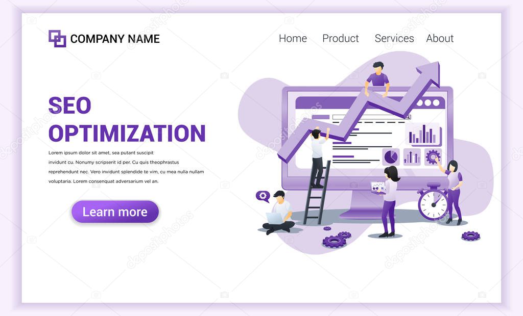 Modern flat design concept of web SEO Analysis with characters. 