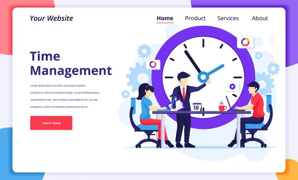 Koncept Časového Managementu Lidé Schůzce Plánování Pracovního Programu Moderní Design — Stockový vektor