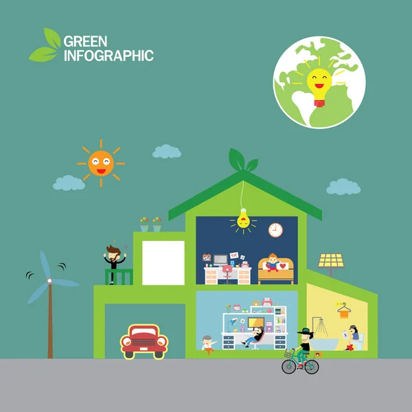 Οικολογία Και Infographic Εικονίδια Βιο Πράσινο — Διανυσματικό Αρχείο