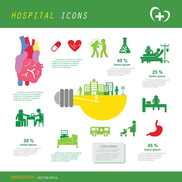 Ikonen Für Arzt Und Krankenhaus Isoliert Auf Weißem Hintergrund Stockillustration