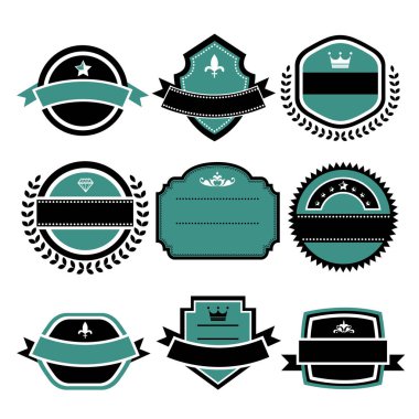  Beyaz arka plan üzerinde yalıtılmış bağbozumu rozetleri etiketleri kümesi