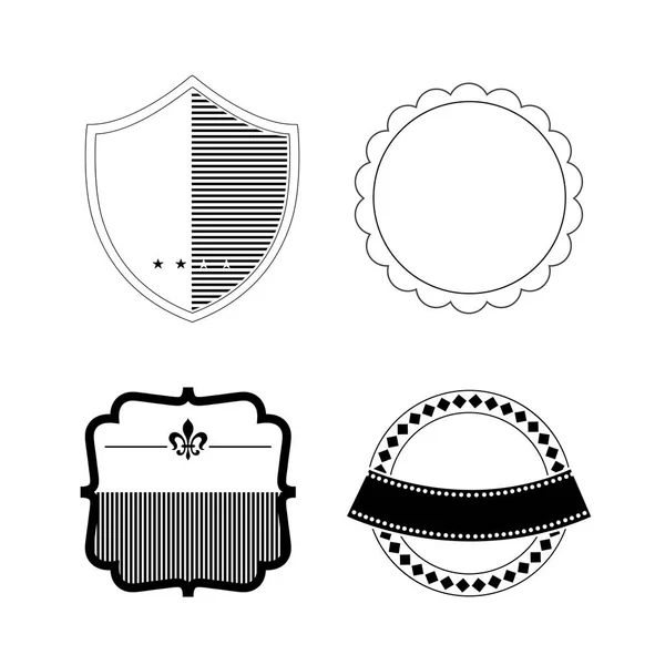 Etiketten Set Vintage Badges Geïsoleerd Witte Achtergrond — Stockvector