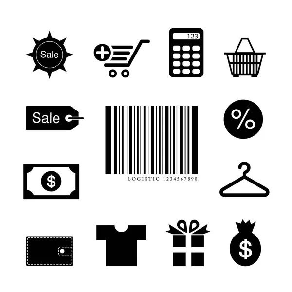Online Shopping Symbole Isoliert Auf Weißem Hintergrund Stockvektor