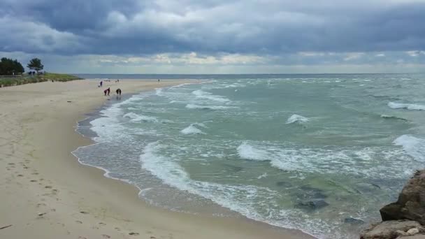 Playa Del Mar Báltico Clima Ventoso Tormentoso Hel Polonia Europa — Vídeos de Stock