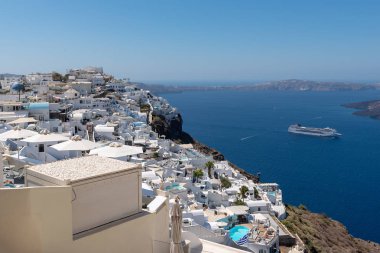 Santorini Island, Yunanistan dağ mimarisi