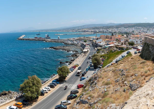 Vista Aérea Costa Ciudad Rethymno Isla Creta Grecia — Foto de Stock